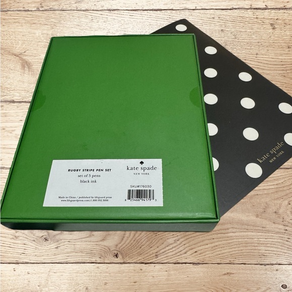 Kate Spade Rugby Stripe Pen Set 5pc & Notepad - Picture 2 of 2